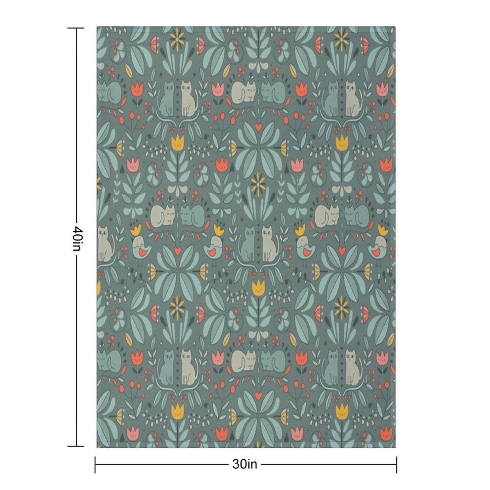 Swedish Folk Cats Wrinkle-free Throw Blanket