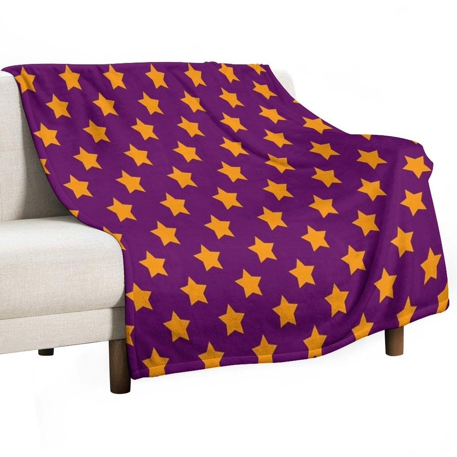 Orange Stars Purple Background Pattern Design Durable Throw Blanket