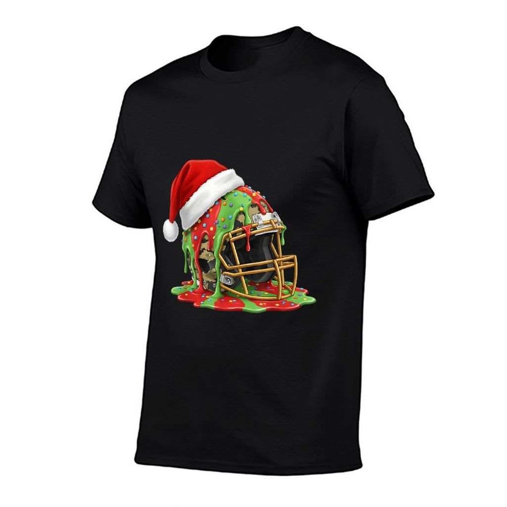 Christmas Football Drip Boys Ice Cream Drip Camo Santa Xmas  Trendy Pattern T-Shirt