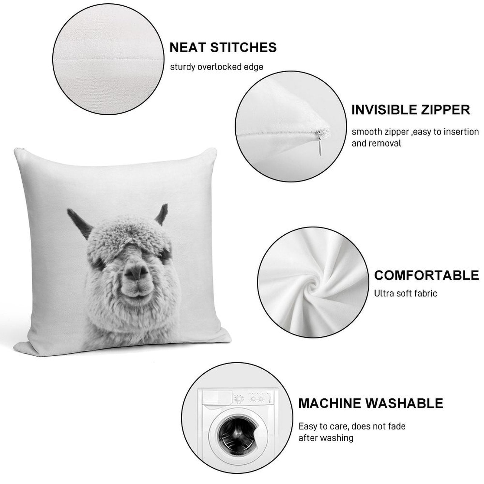 Alpaca Soft Washable Throw Pillow