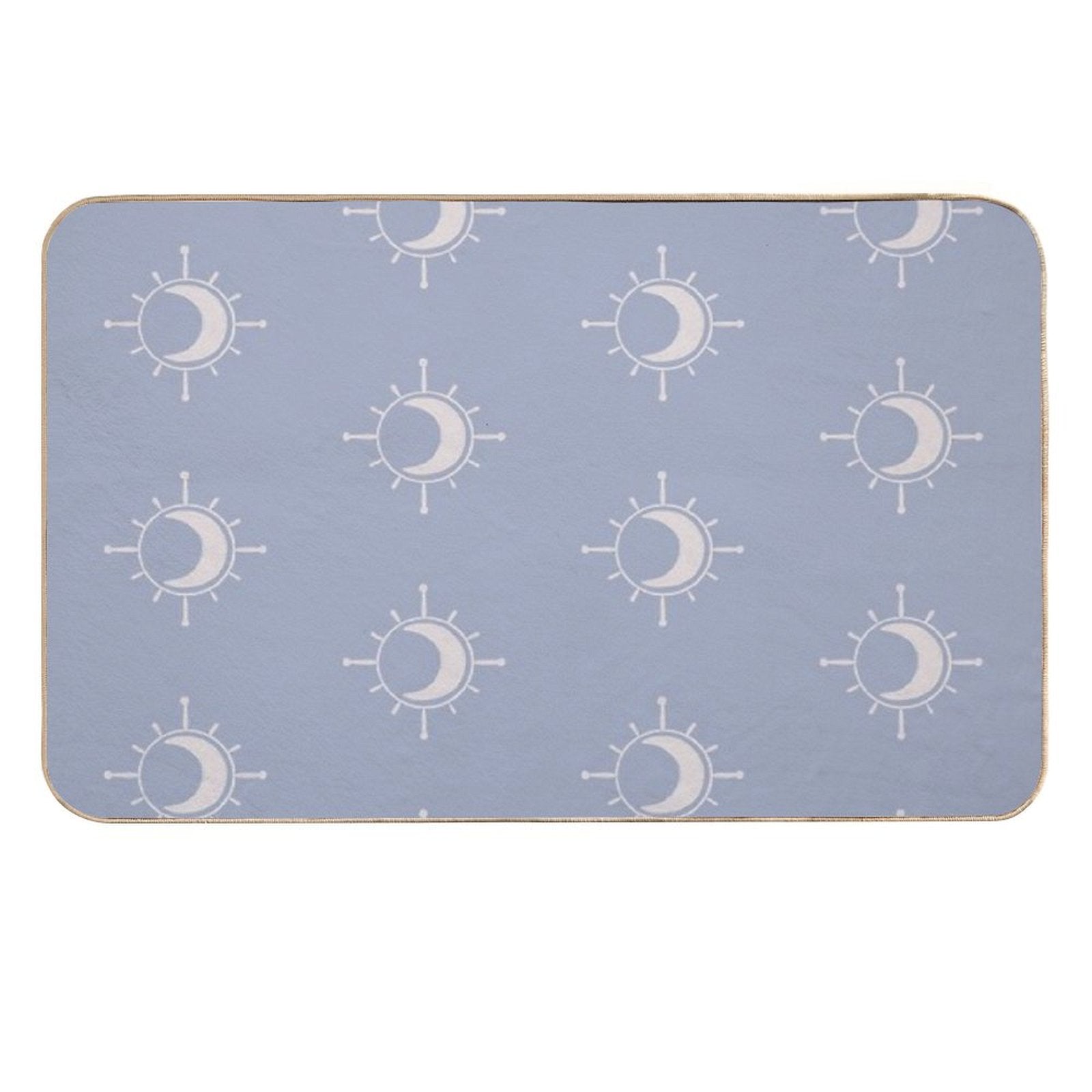 Cosmic Sun And Moon Design Soft Aesthetic In Muted Colors Pigeon Blue  Slip-Resistant Bath Mat