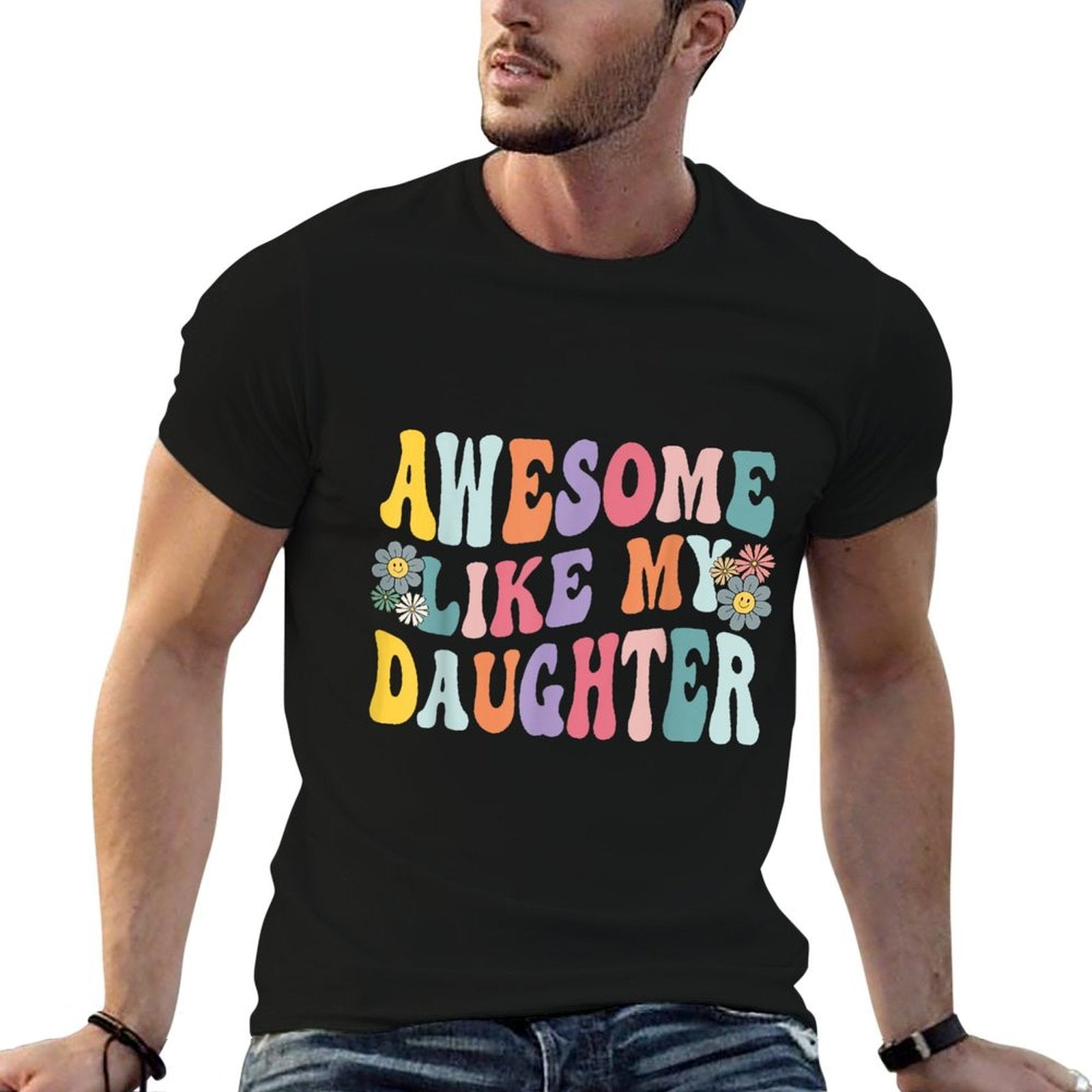 Awesome Like My Daughter Funny Mothers Fathers Day Mom Dad  Ribbed Collar T-Shirt