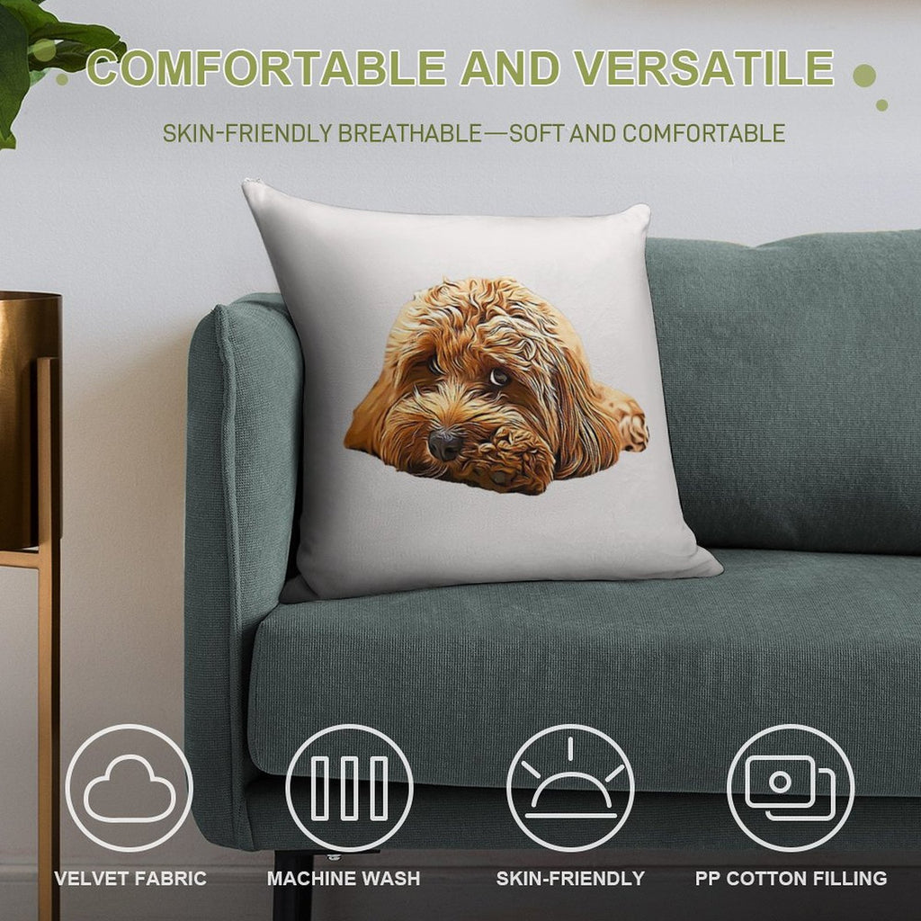 Cavapoo Cavoodle Cockerpoo Puppy Designer Dog Poodle Mix Soft Warmth Comfort Throw Pillow