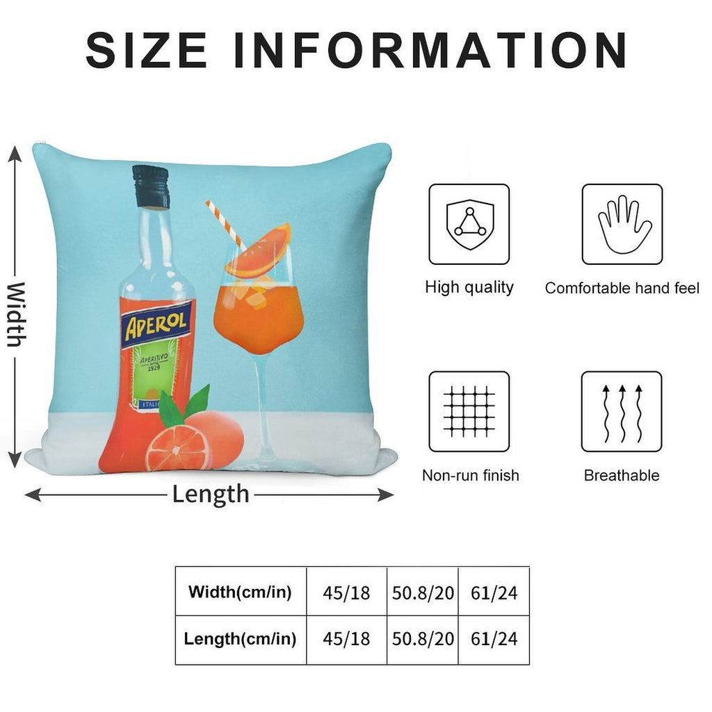 Aperol Spritz Soft Durable Construction Throw Pillow