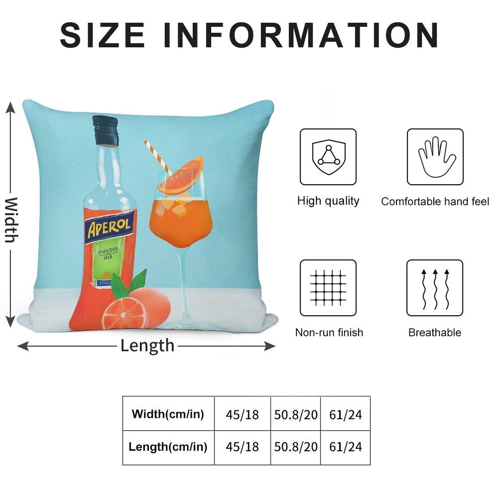 Aperol Spritz Soft Durable Construction Throw Pillow