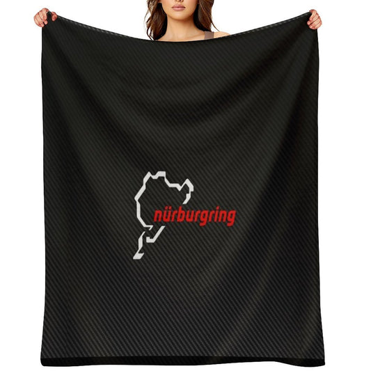 Nürburgring Carbon Fiber White  Red Gift-ready Throw Blanket