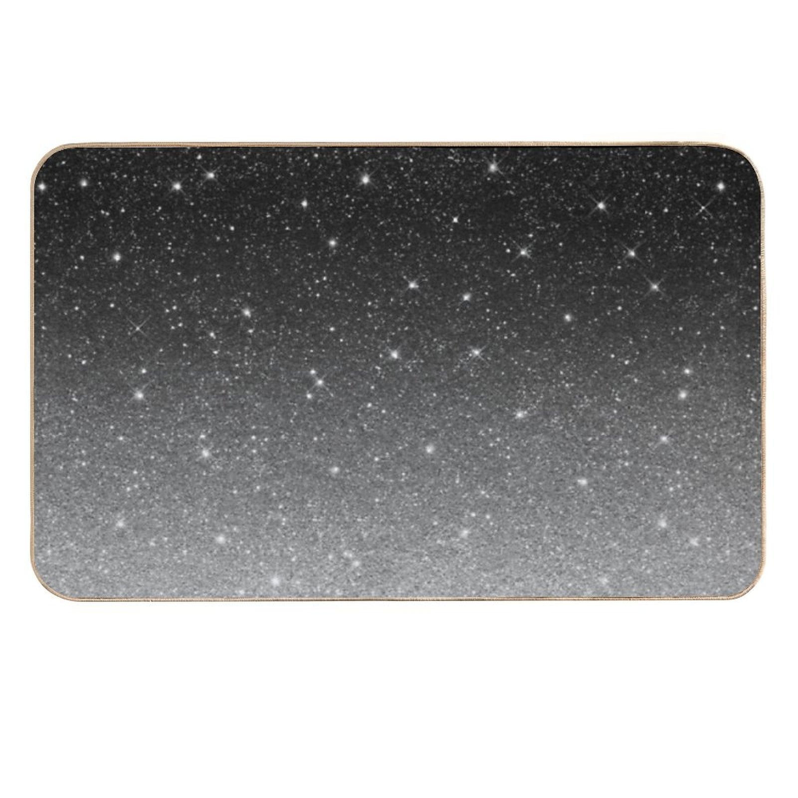 Black Silver Grey Sparkle Ombre Glitter  Easy Maintenance Bath Mat