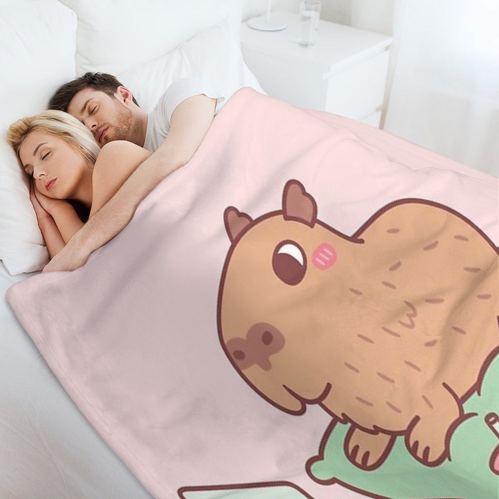 Cute Chilling Capybara With Laptop And Snacks Quick-dry Throw Blanket