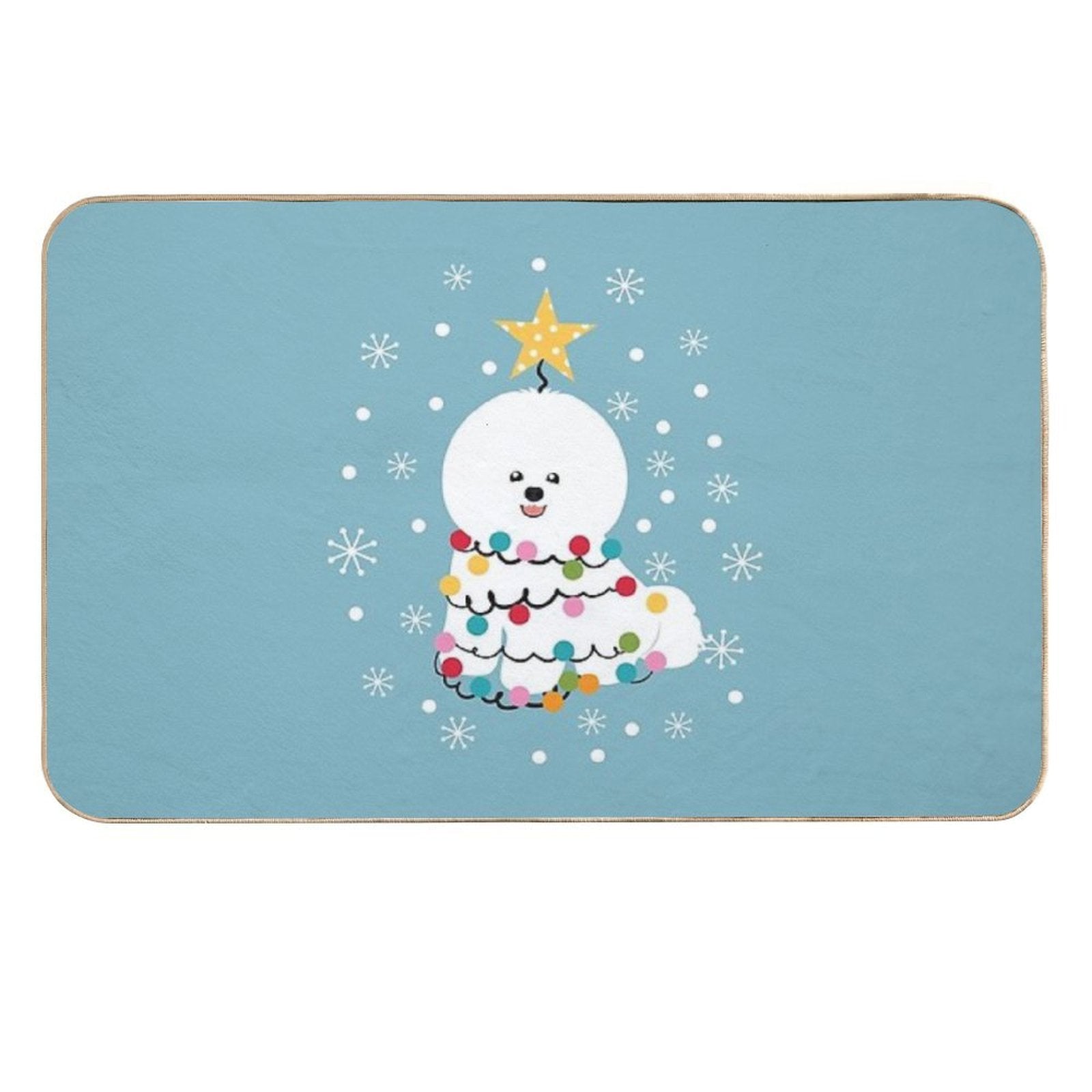Bichon Frise Christmas Tree  High-Traffic Bath Mat