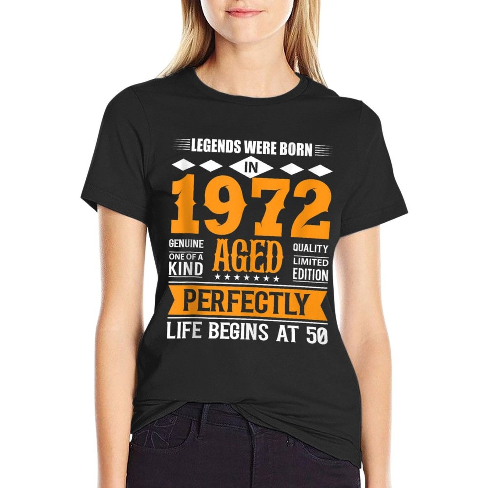50th Birthday Legends Born In 1972 Birthday Design  High-quality Stitching T-Shirt