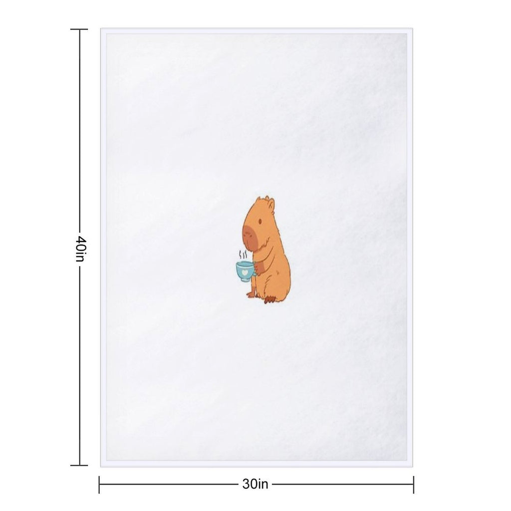 Capybara with A Tea Cup Velvety-soft Throw Blanket