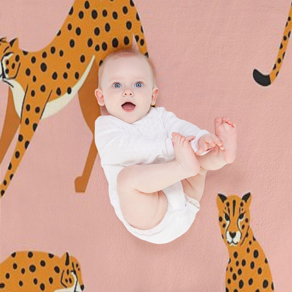 Cheetahs Pattern on Pink Gift-ready Throw Blanket