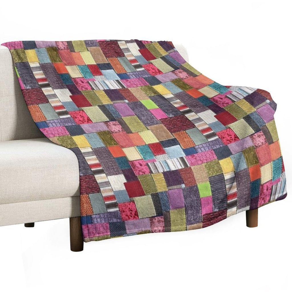 Another Patchwork Textured Fabric Design Lightweight Throw Blanket