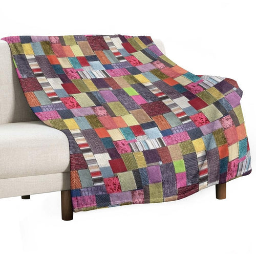 Another Patchwork Textured Fabric Design Lightweight Throw Blanket