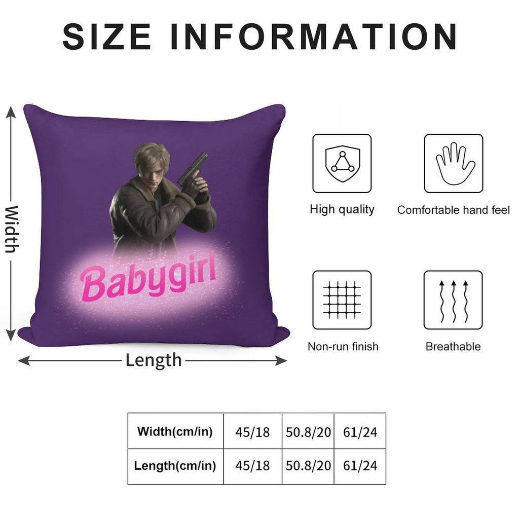 Leon Kennedy Babygirl Soft Short Plush Fabric Throw Pillow