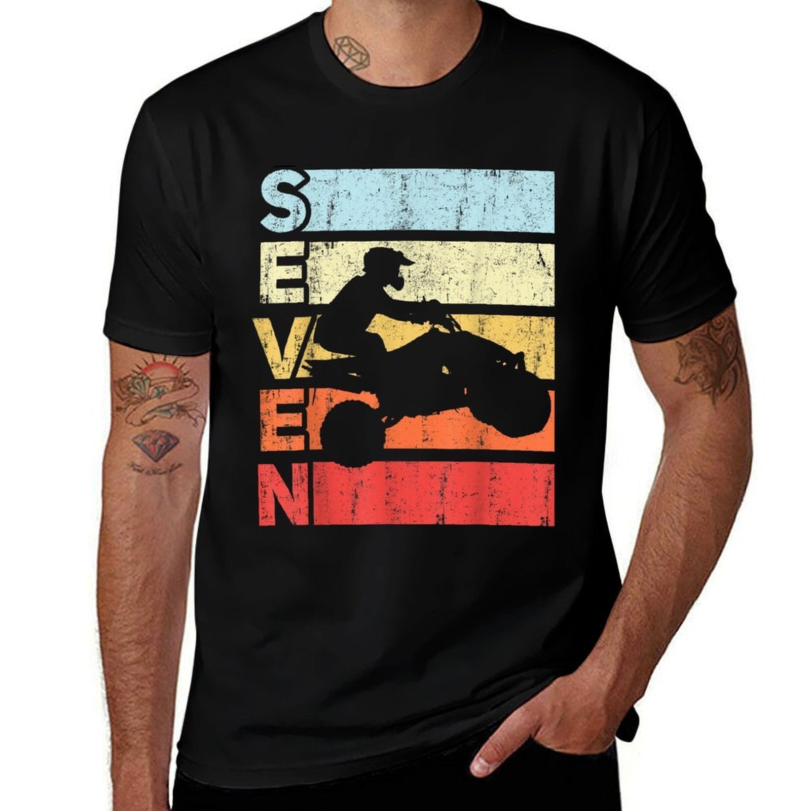 ATV 7th Birthday Party ATV 4 Wheeler Quad Theme Birthday  Durable T-Shirt