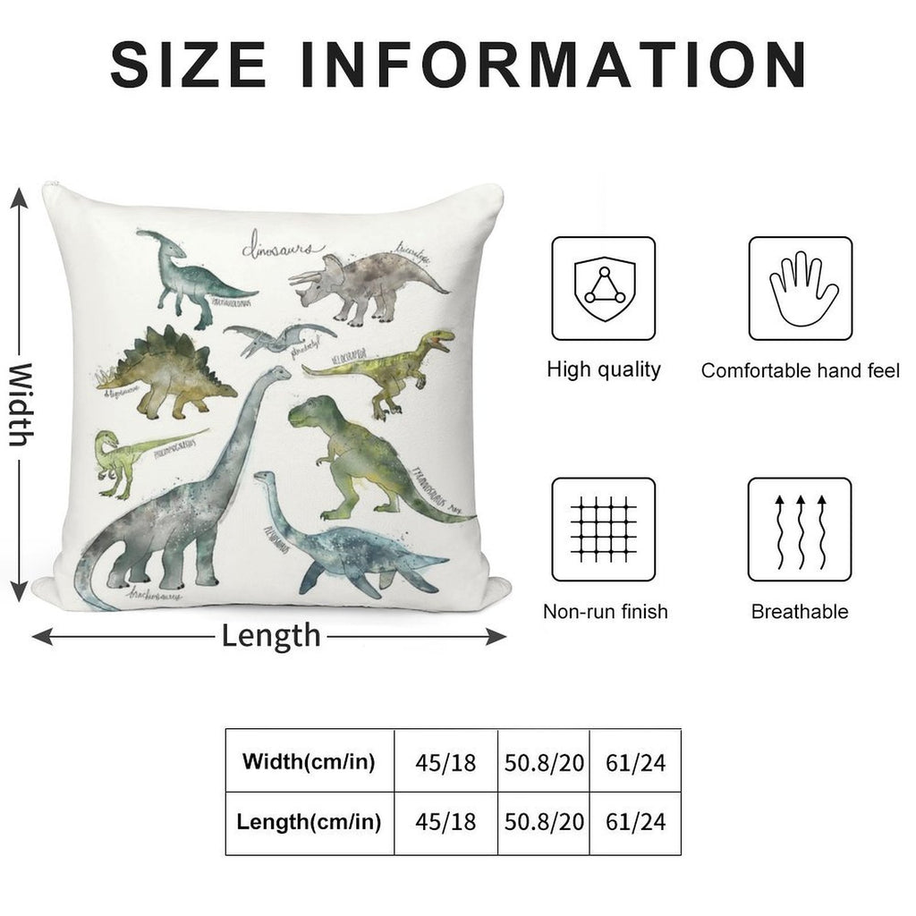 Dinosaurs Soft Skin-Friendly Throw Pillow