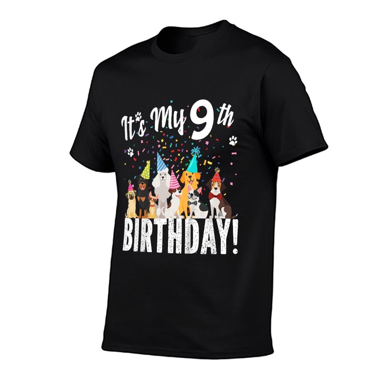 Kids Its My 9th Birthday Shirt Toddler Girl with Dogs (nine)  Vintage-inspired T-Shirt