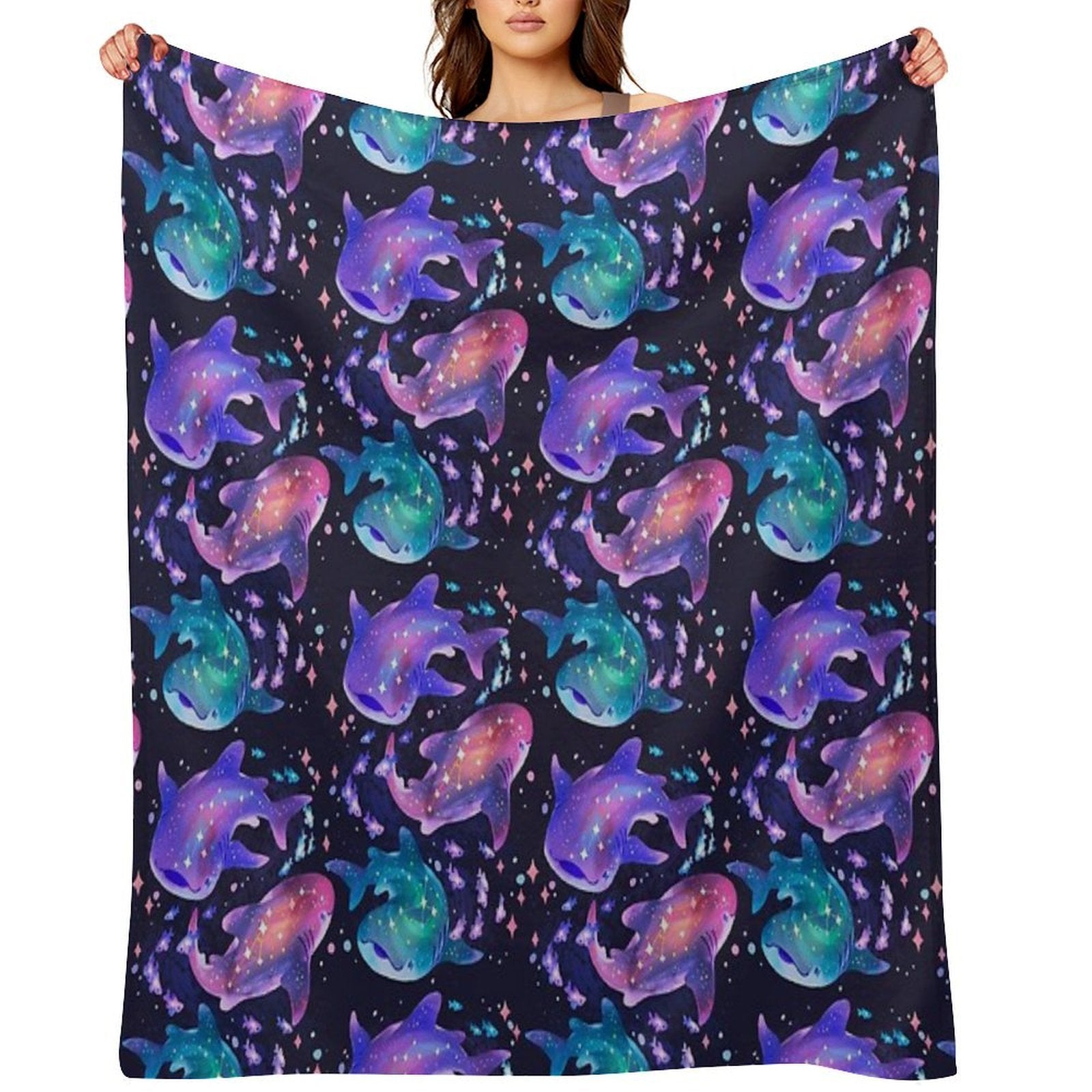 Cosmic Whale Shark Lightweight Throw Blanket