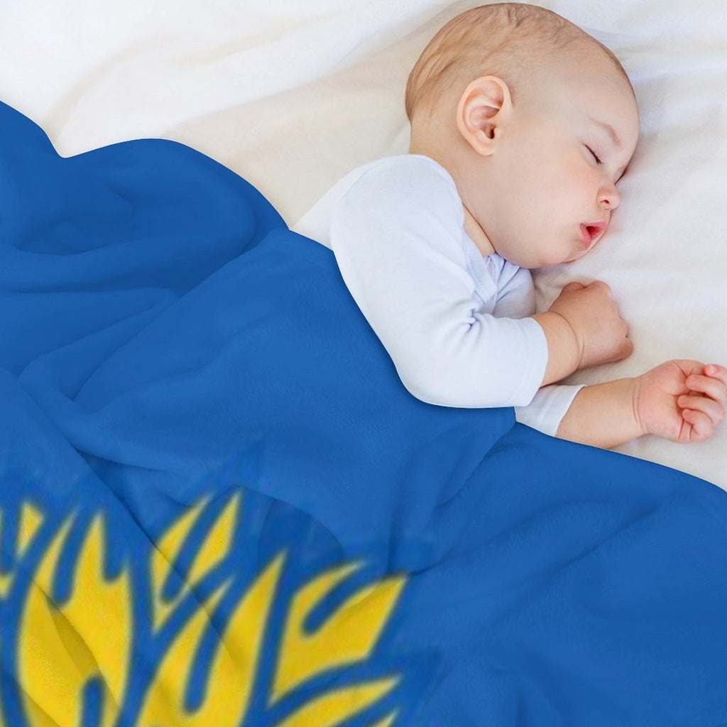 Ukraine Sunflower And Olive Branch Flag Plush Throw Blanket