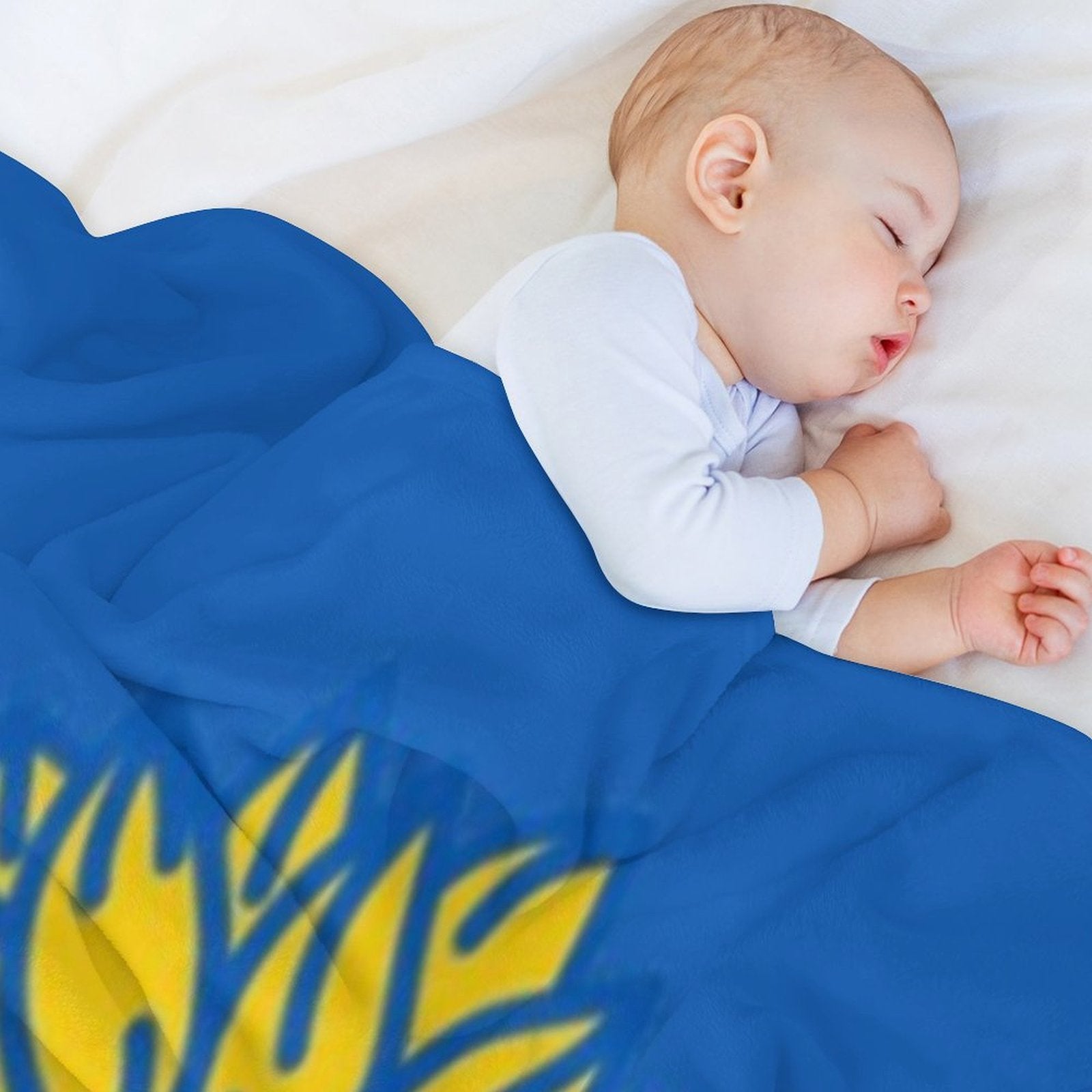 Ukraine Sunflower And Olive Branch Flag Plush Throw Blanket