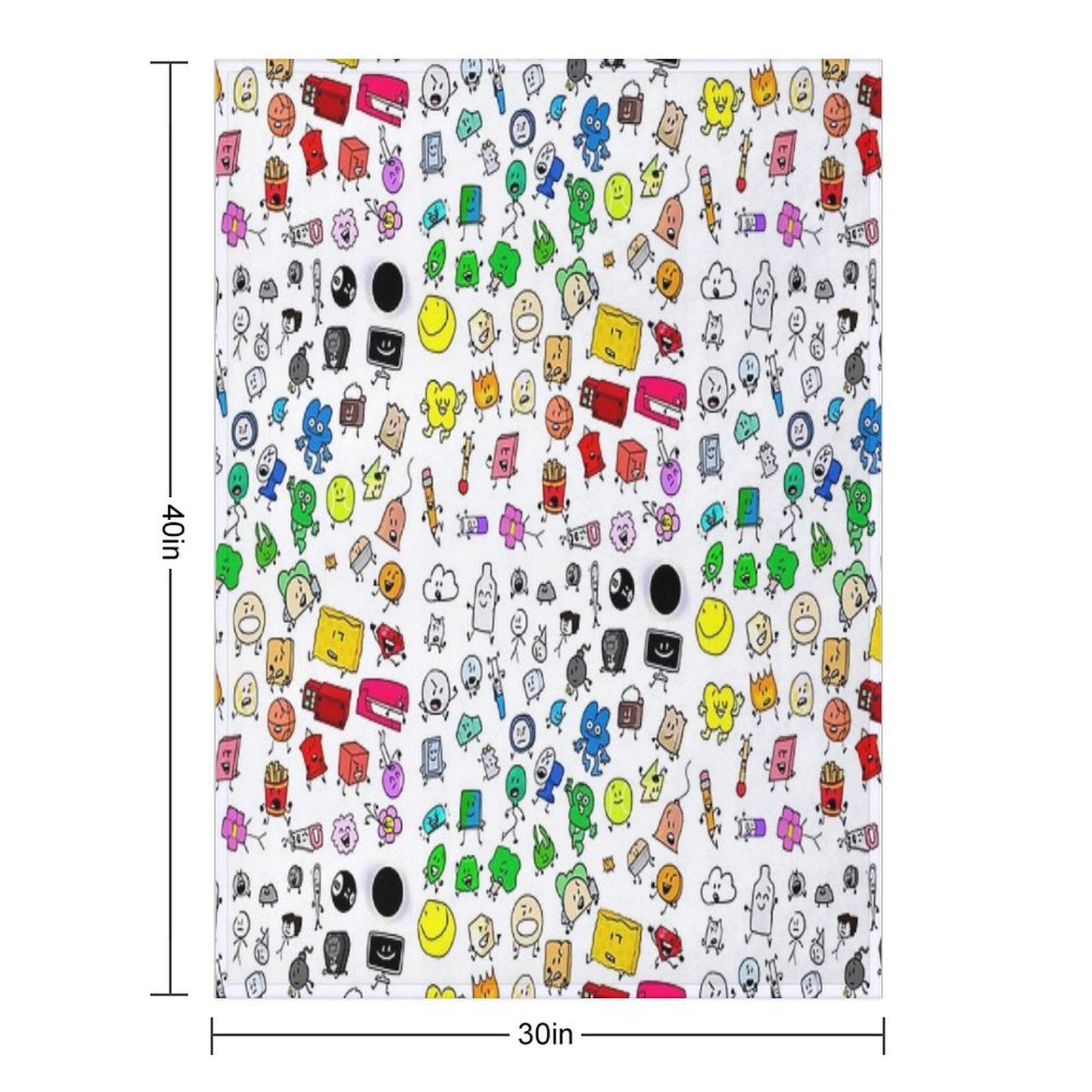 BFDI All Characters (Transparent) Easy Care Throw Blanket