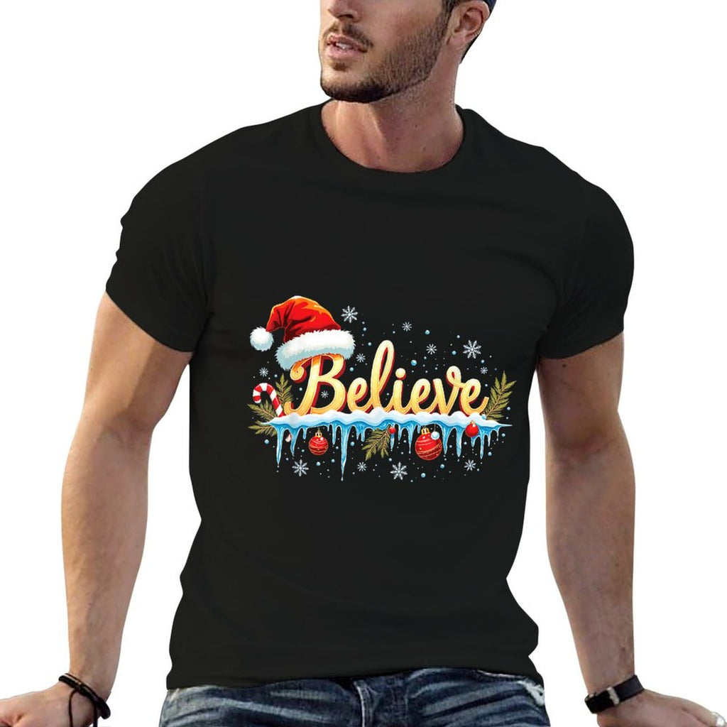 Believe In Santa Magic Winter Holiday Believe Christmas  Trendy Pattern T-Shirt