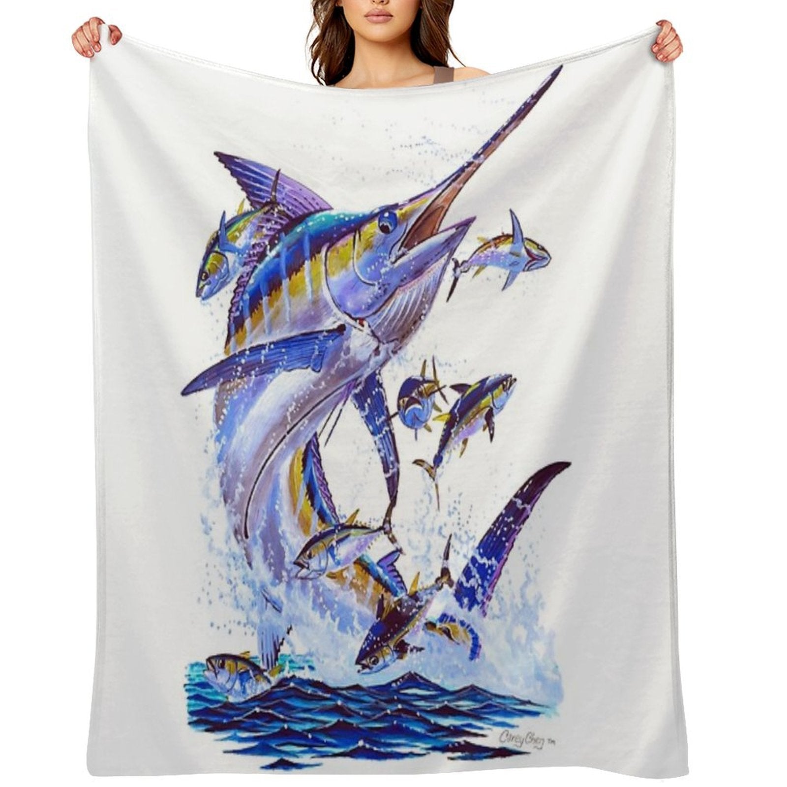 Blue Marlin And Tunas Quick-dry Throw Blanket