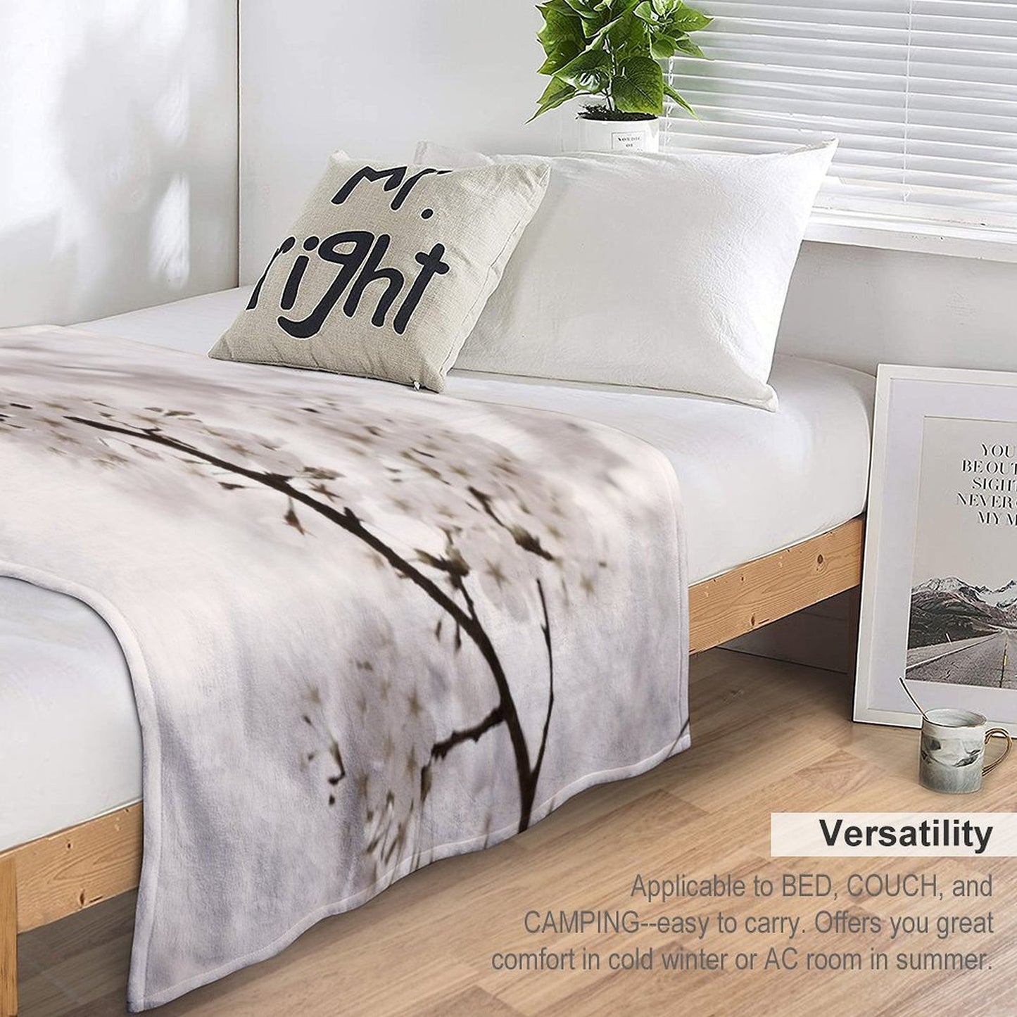 Cherry Blossom Artistic Closeup Sepia Toned Art Photo Print Easy Care Throw Blanket