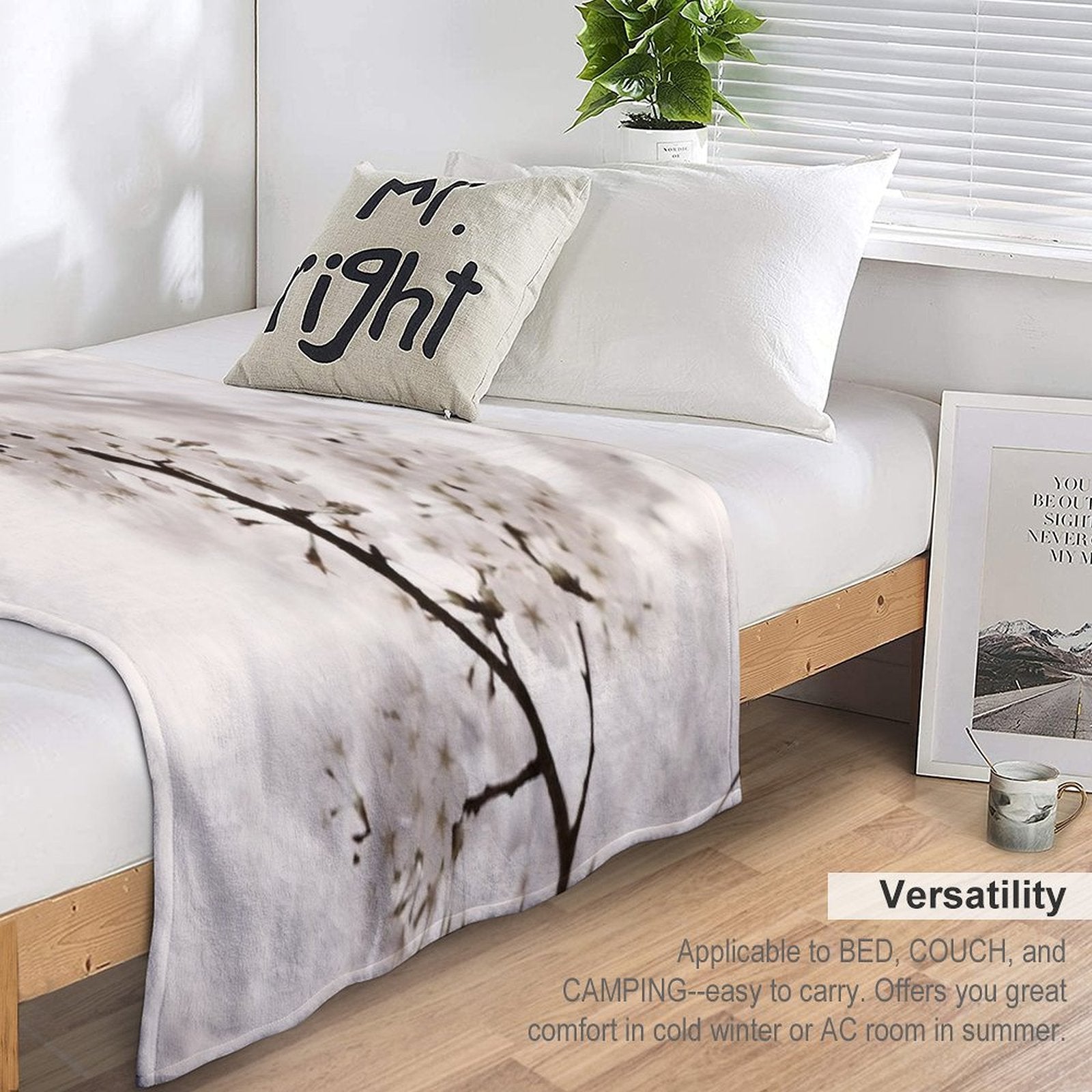 Cherry Blossom Artistic Closeup Sepia Toned Art Photo Print Easy Care Throw Blanket