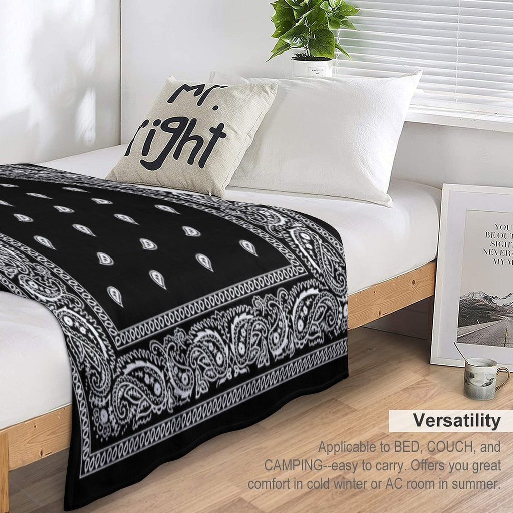 Bandana Black Velvety-soft Throw Blanket