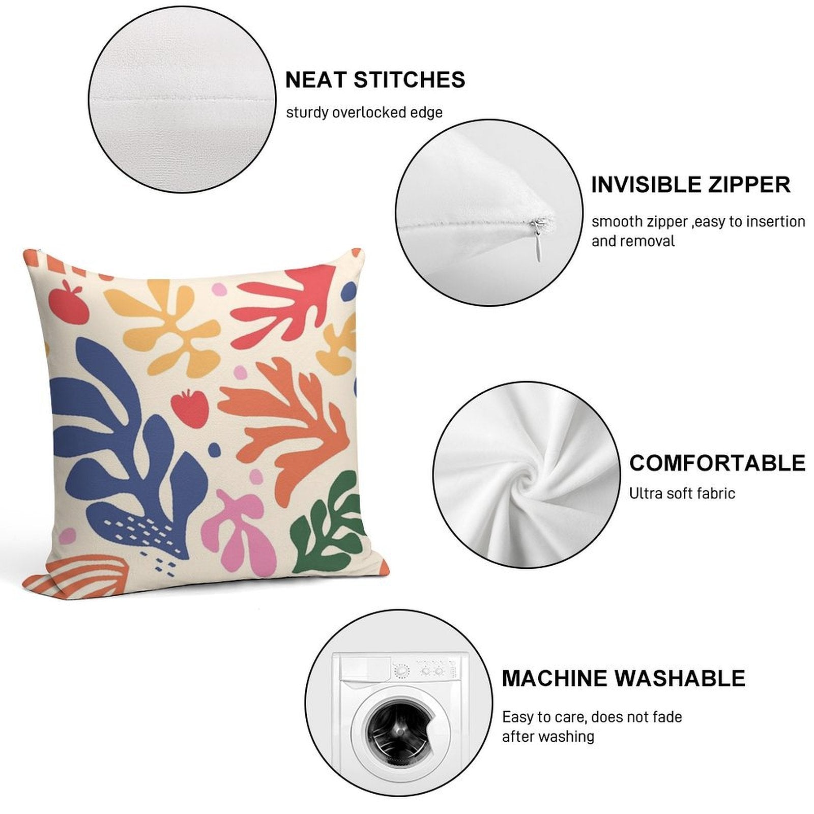 Matisse Flowers Art Soft Durable Construction Throw Pillow
