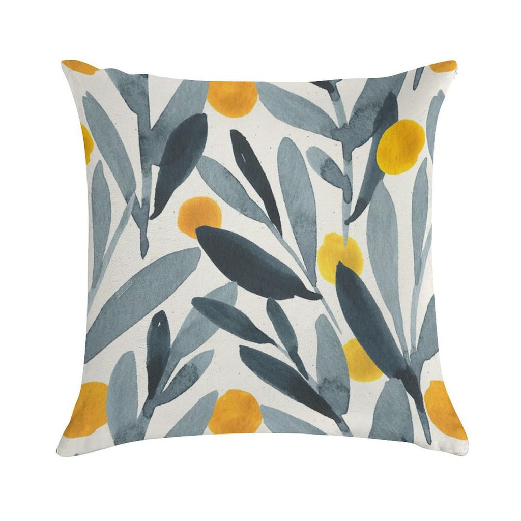 Indigo Mustard Soft High-Density Material Throw Pillow