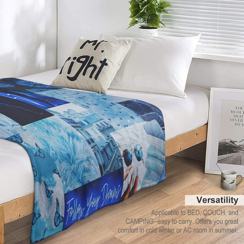 Aesthetic Blue Vibes Tapestry Durable Throw Blanket