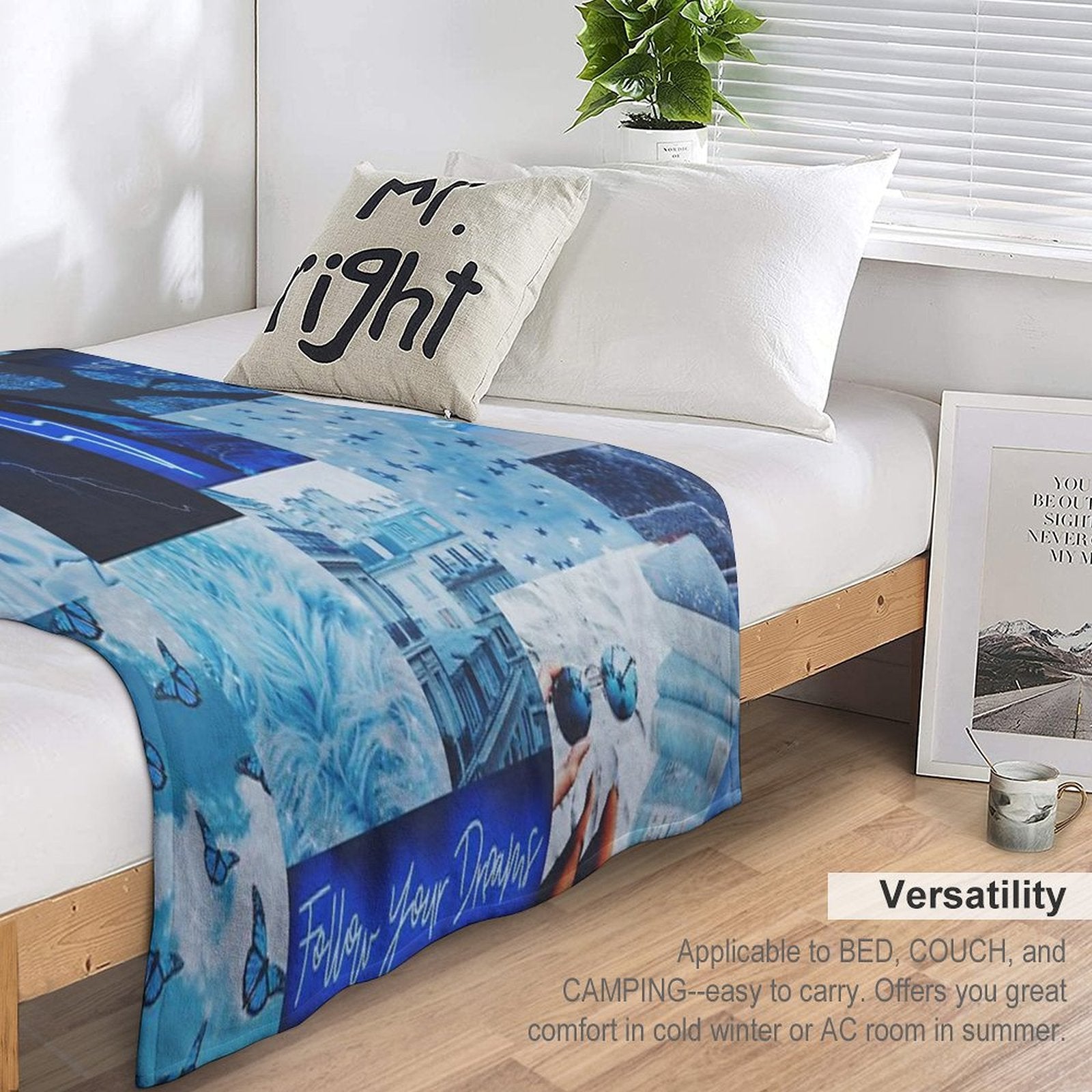 Aesthetic Blue Vibes Tapestry Durable Throw Blanket