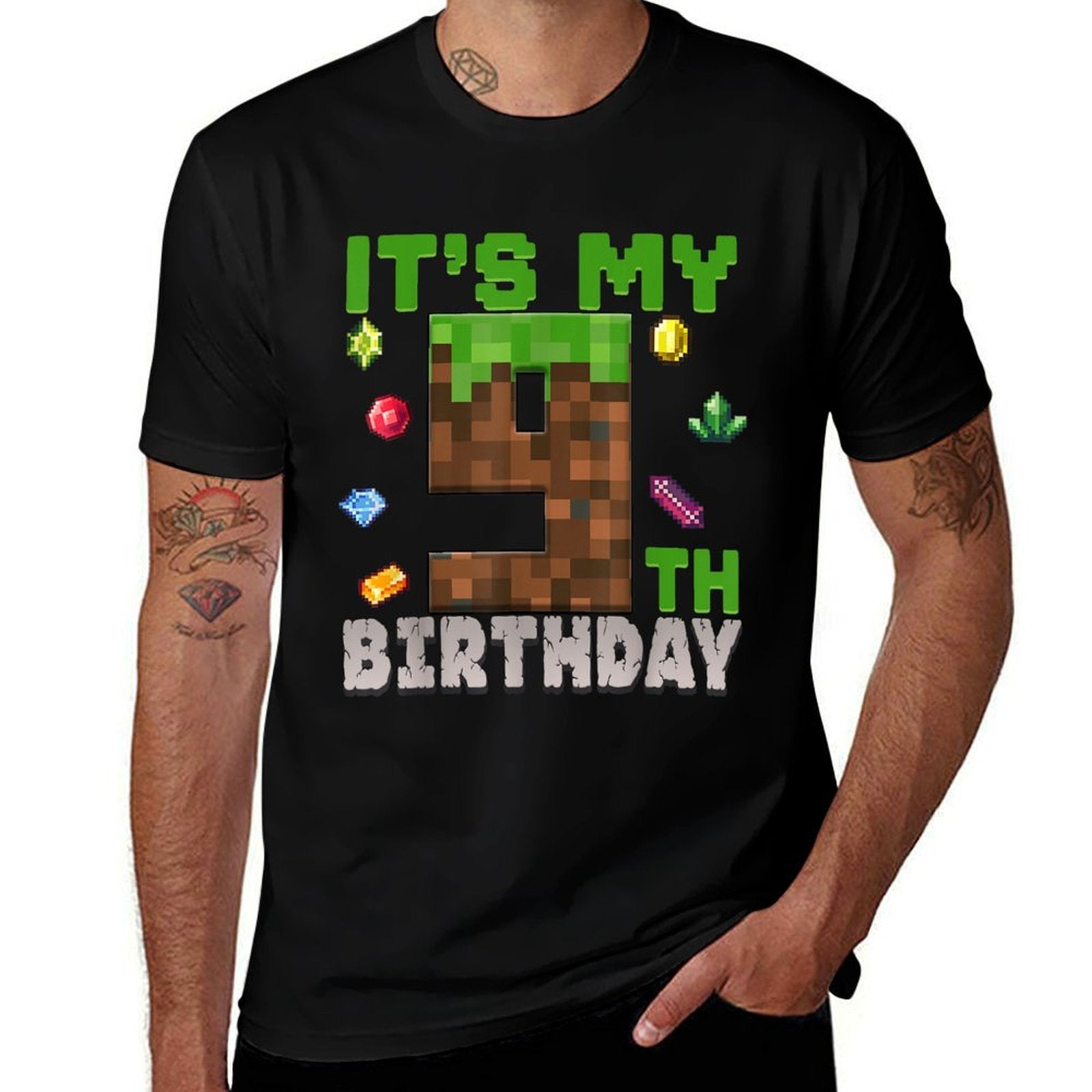 Birthday Boy It's My 9th Birthday 9 Year Old Pixel Gamer  Easy-care T-Shirt