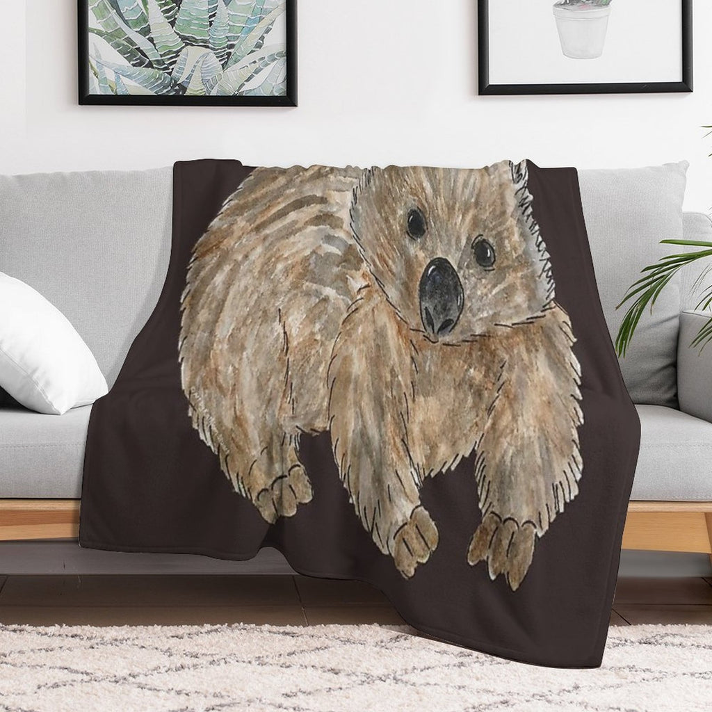 Wombat - Australian Animal Painting Shrink-resistant Throw Blanket