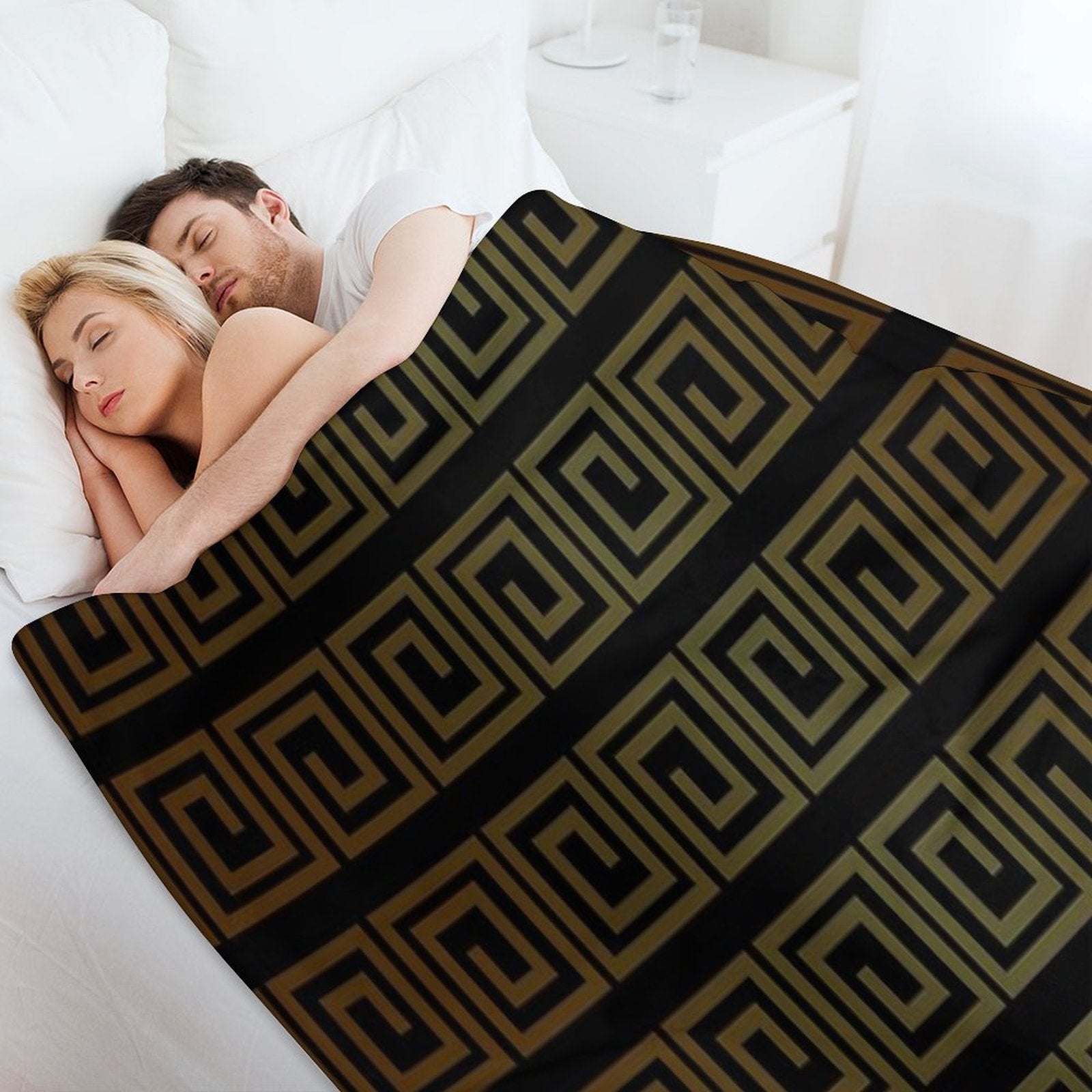 Japanese Geometric Pattern Velvety-soft Throw Blanket