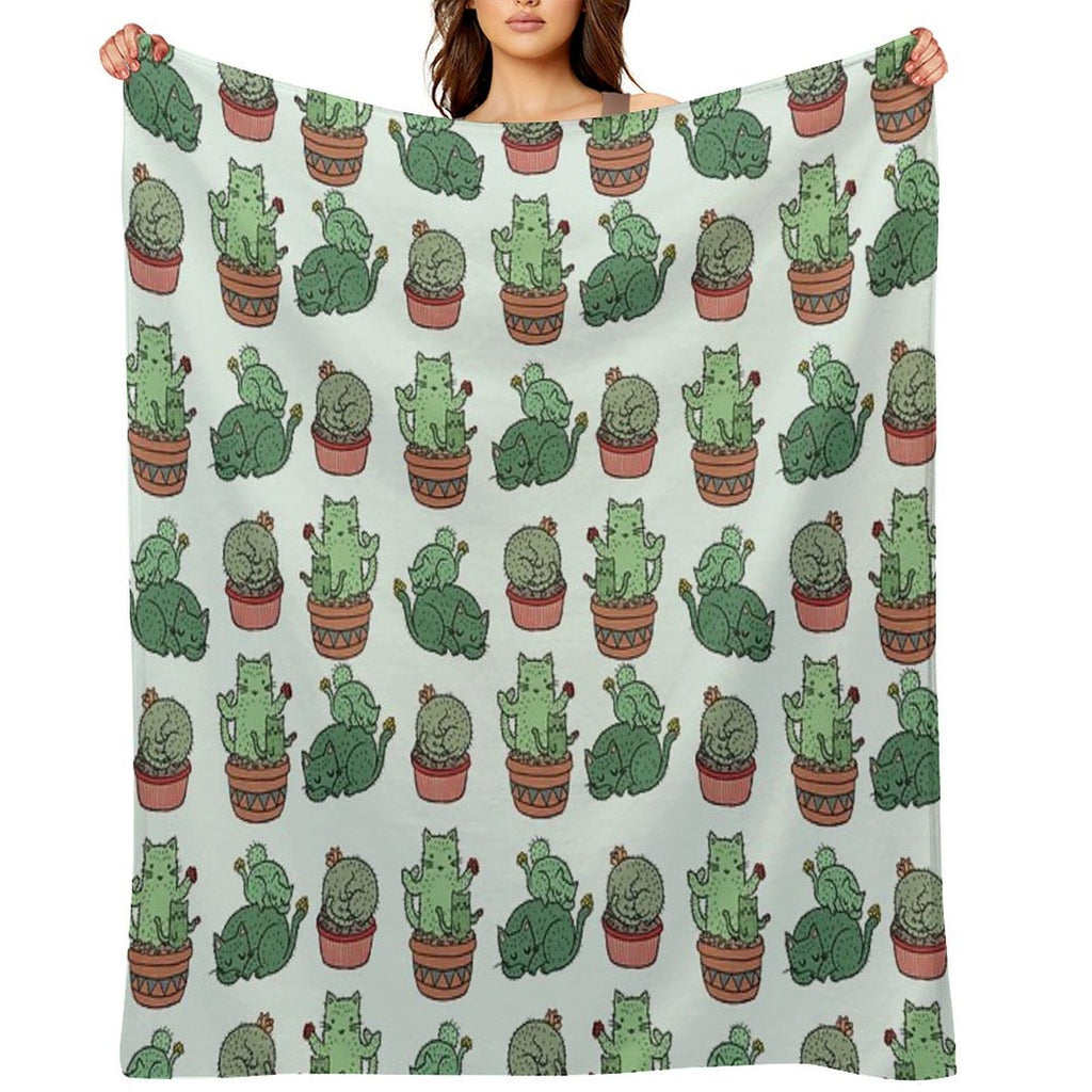 Cactus Cats Versatility Throw Blanket