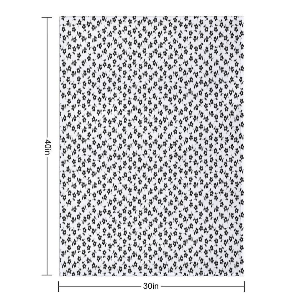 Forget Me Nots - Black on White Multi-functional Throw Blanket