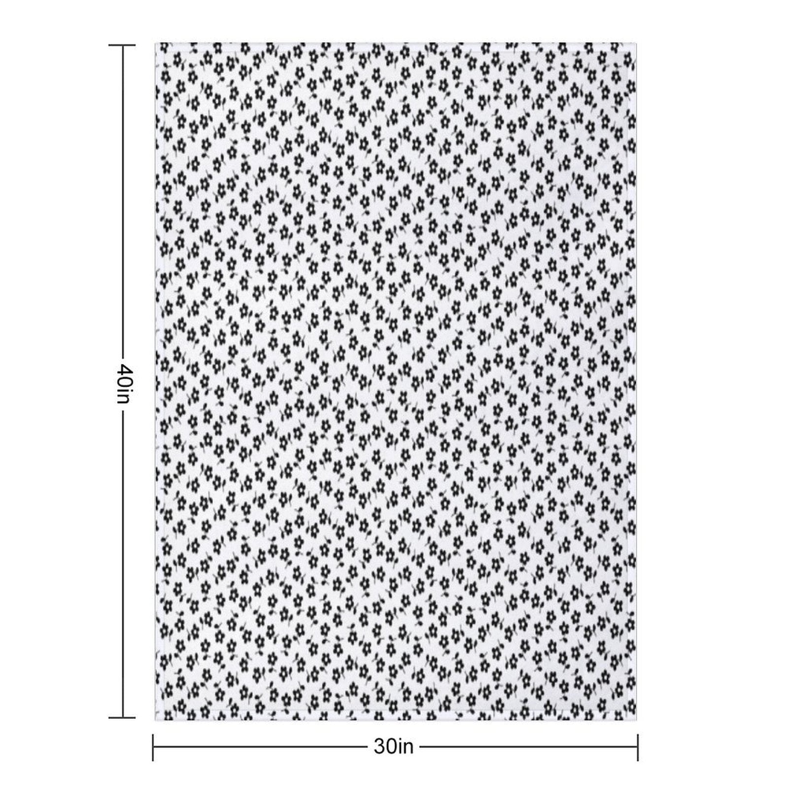 Forget Me Nots - Black on White Multi-functional Throw Blanket