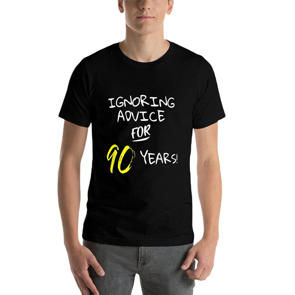 Ignoring Advice For 90 Years Funny Happy 90th Birthday Gift  Heathered Texture T-Shirt