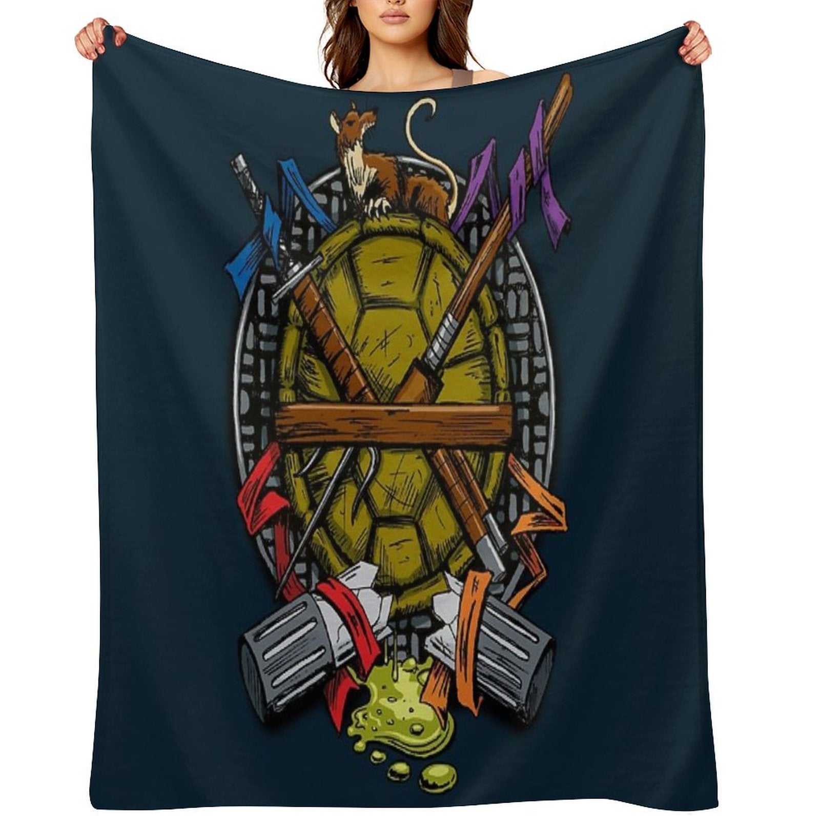 Turtle Family Crest - Full Color Durable Throw Blanket