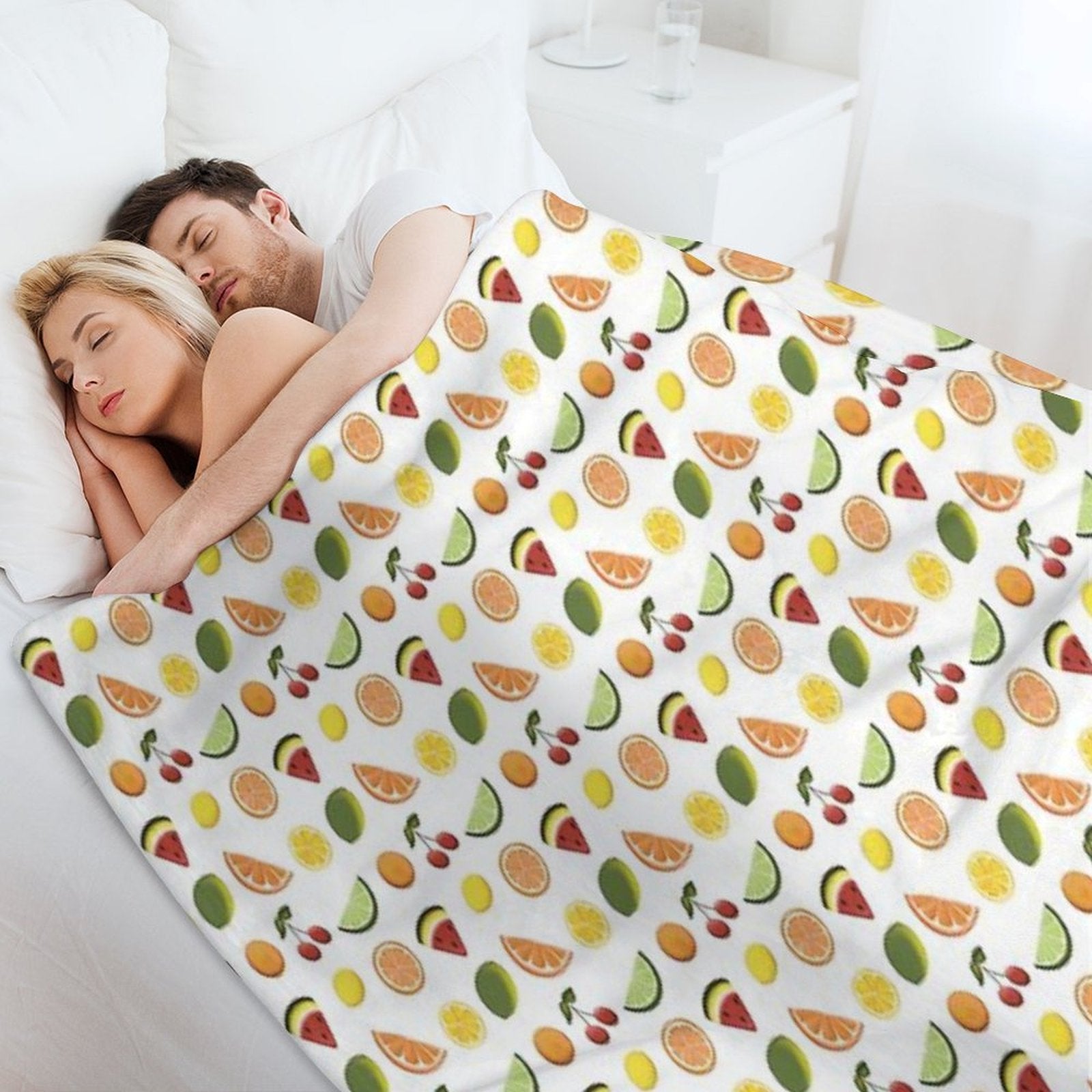 Fresh Fruit, Hand Drawn Fruit, Summer Fruit, Fruit All over Print Eco-conscious Throw Blanket