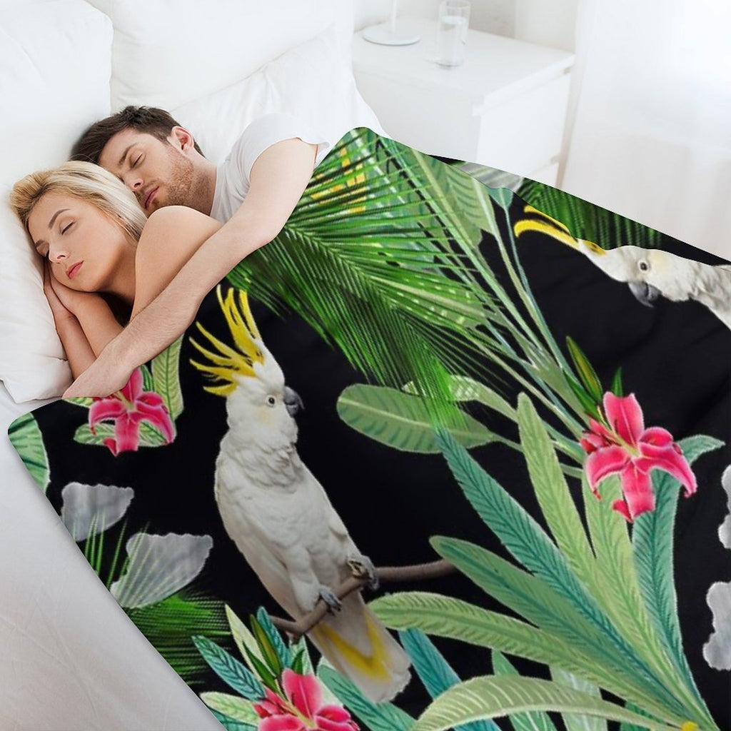 Cockatoo Pattern Sustainable Throw Blanket