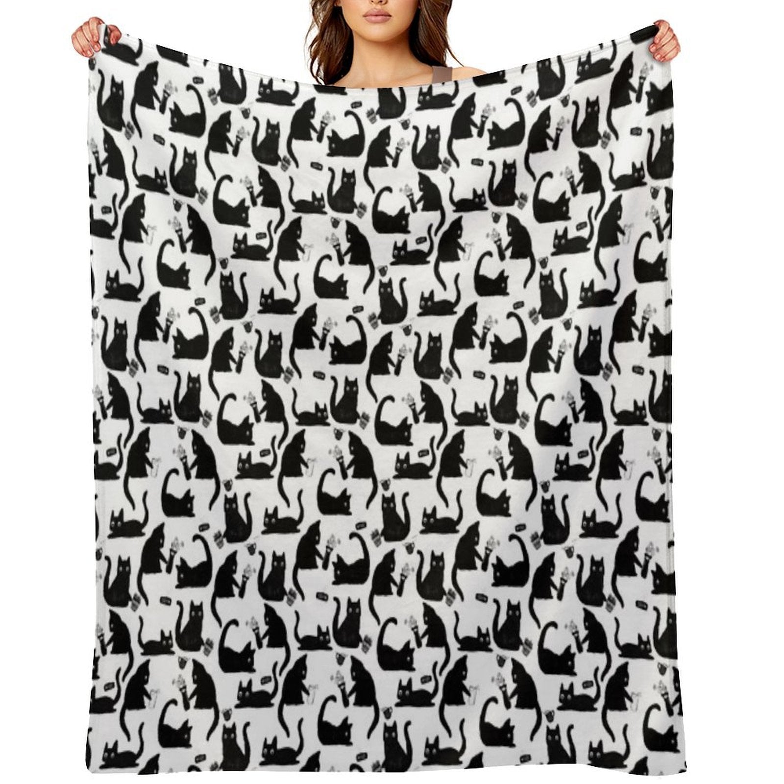 Bad Cats Knocking Stuff Over Sustainable Throw Blanket