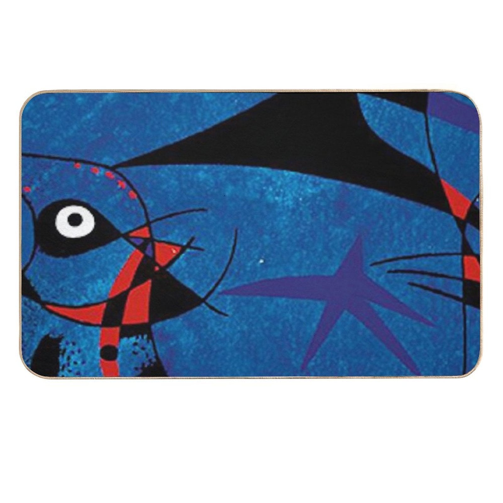 Joan Miro Abstract Painting on Blue  Pet-Safe Bath Mat