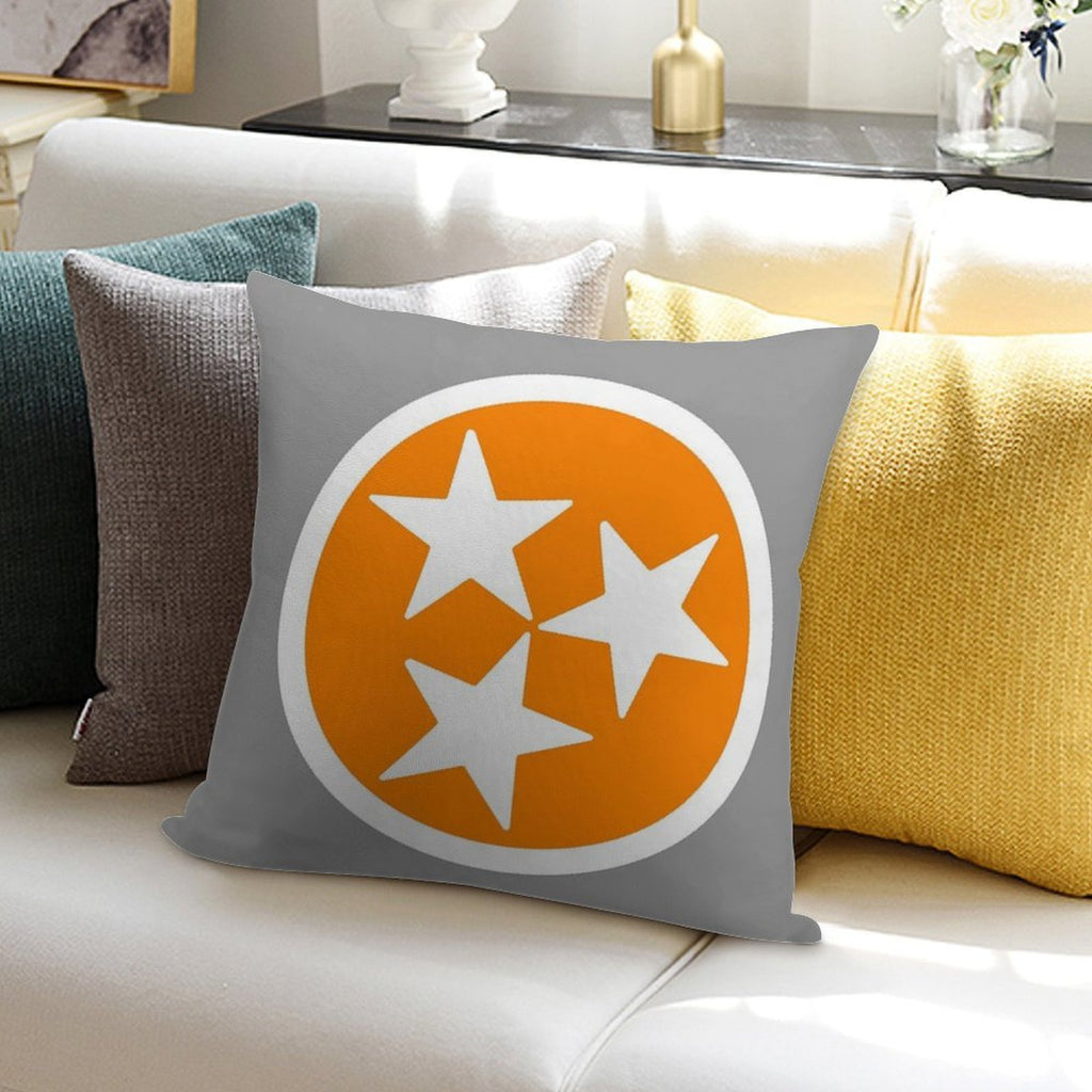 Orange & White Tri-Star Soft Skin-Friendly Throw Pillow