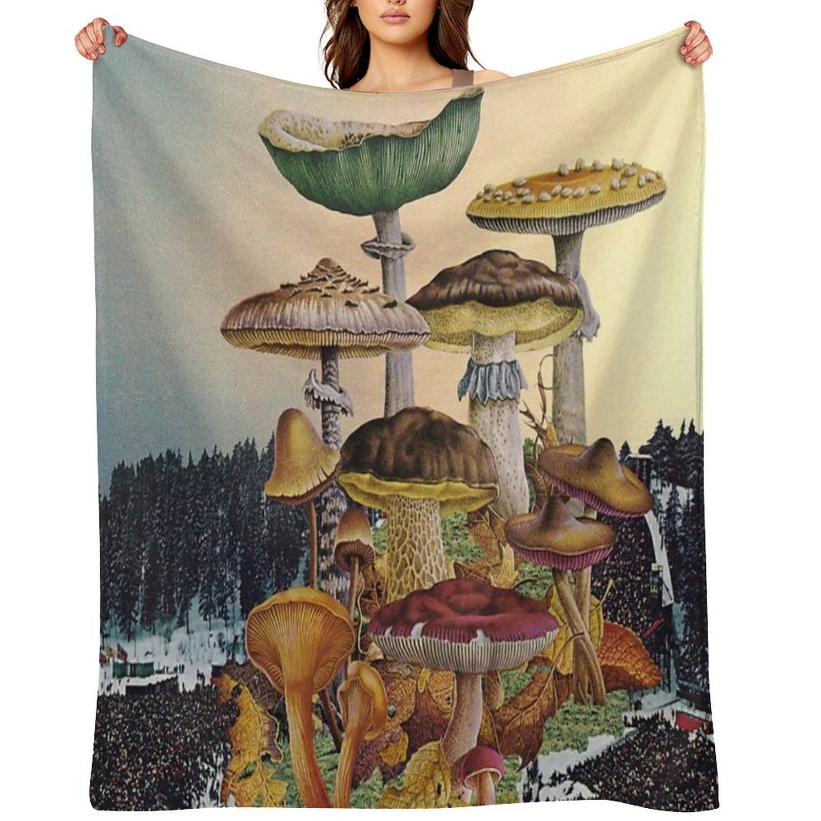 Mushroom Festival Machine-washable Throw Blanket
