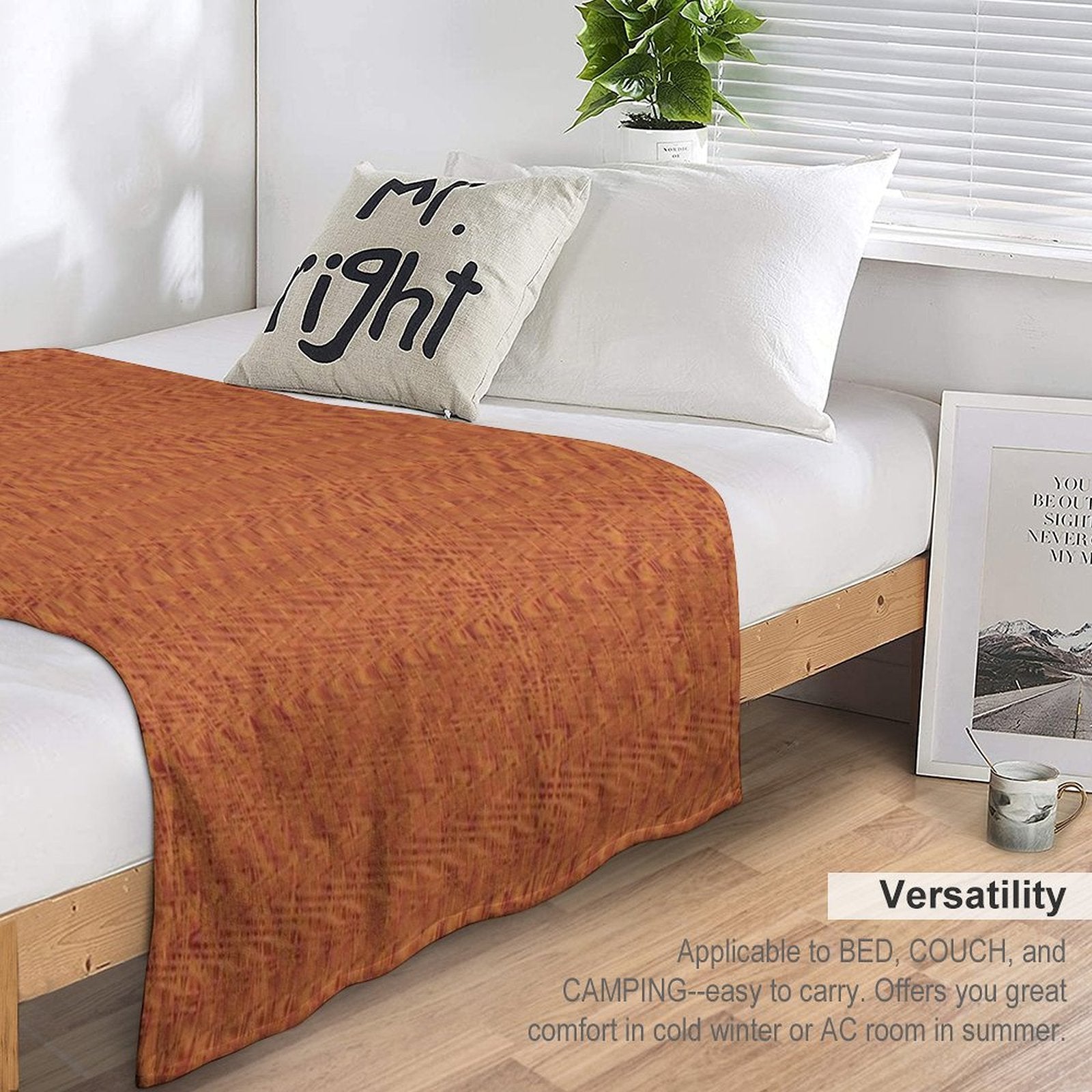 Orange Zig-zag Durable Throw Blanket